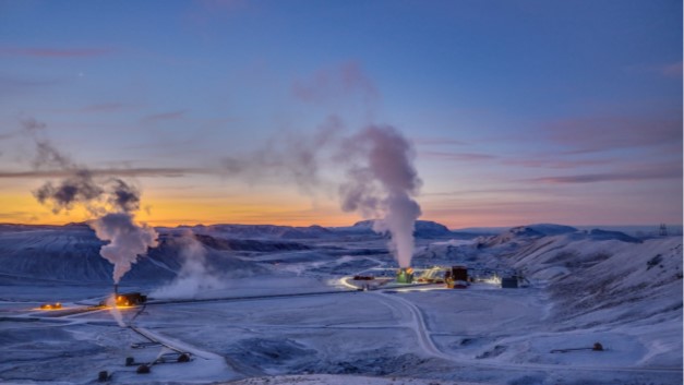 Standort des Krafla-Magma-Testfelds in der Nähe des von Landsvirkjun (dem staatlichen isländischen Energieversorgungsunternehmen) betriebenen geothermischen Kraftwerks am Vulkan Krafla, Nordostisland